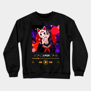 J Pop Fan Playlist Anime Girl Crewneck Sweatshirt